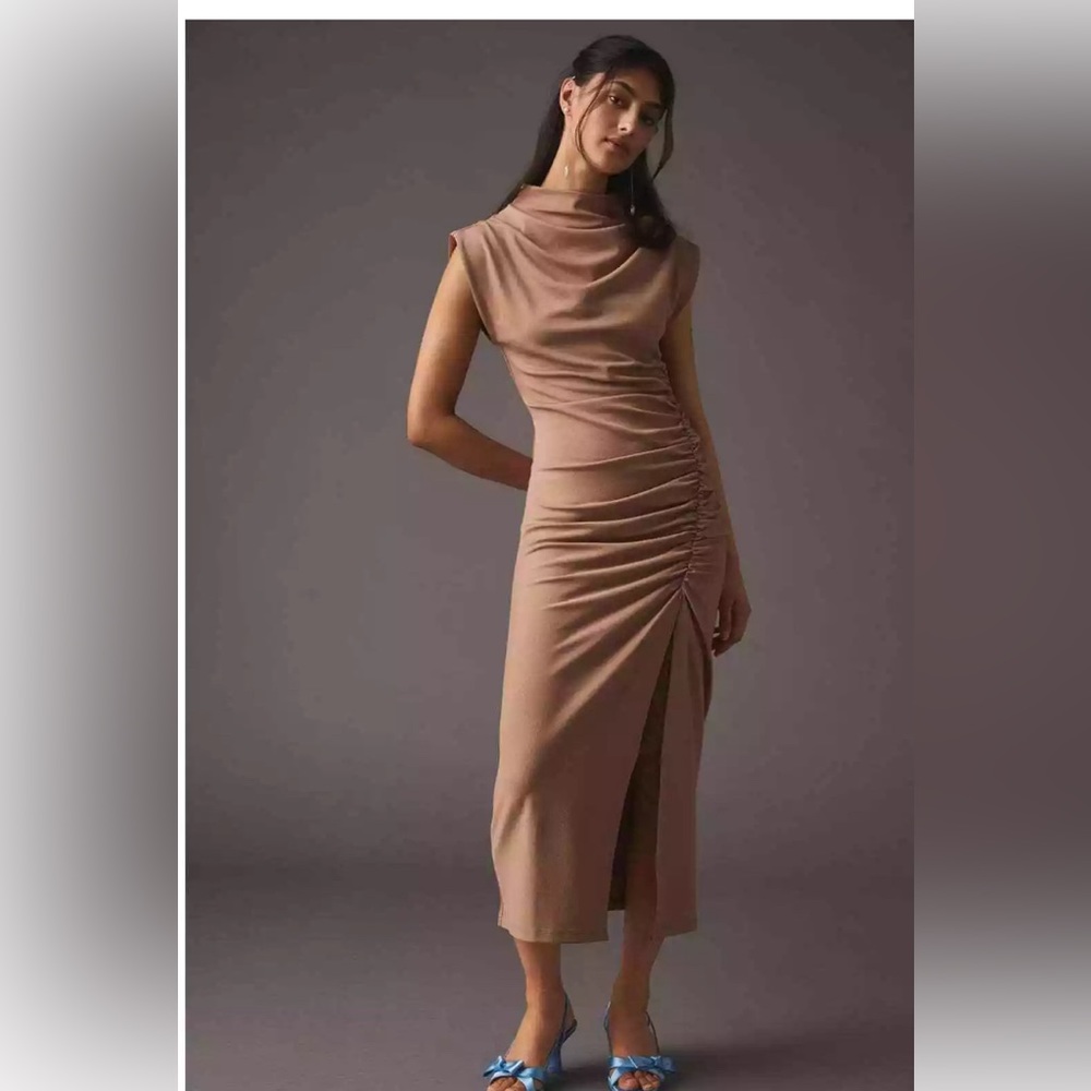 Anthropologie The Maya Ruched Cowl-Neck Dress - New Small